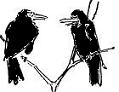 cartoon image of talking birds